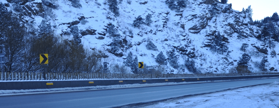 road in snowy mountain