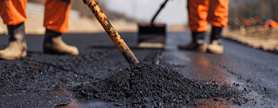 workers laying asphalt