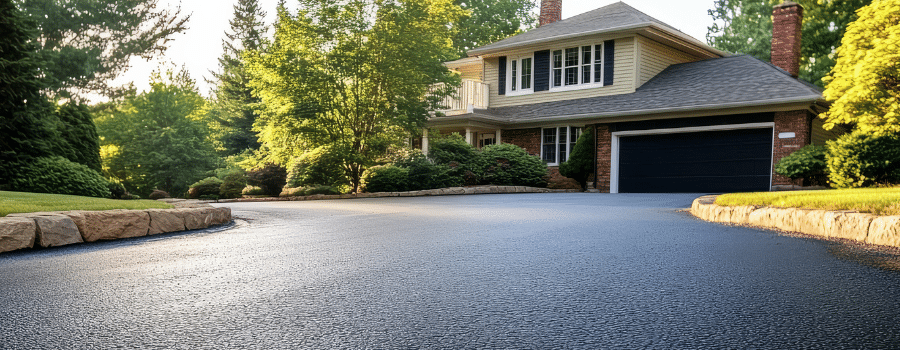 nice home and landcape with new asphalt