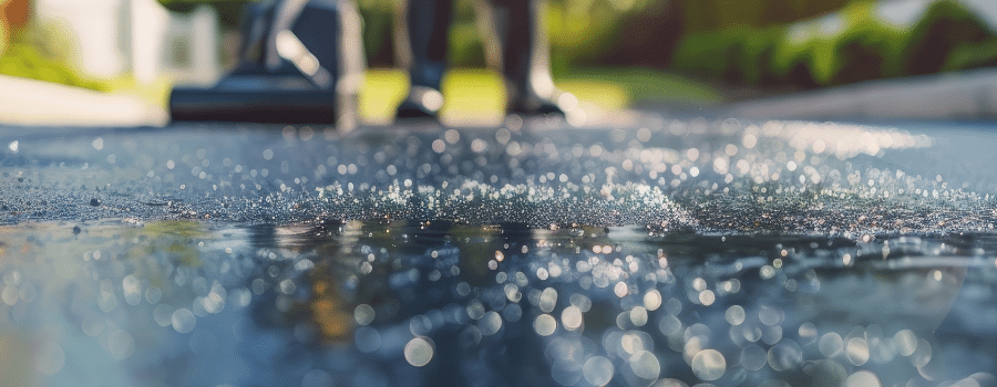 man standing in front of driveway that was sealcoated
