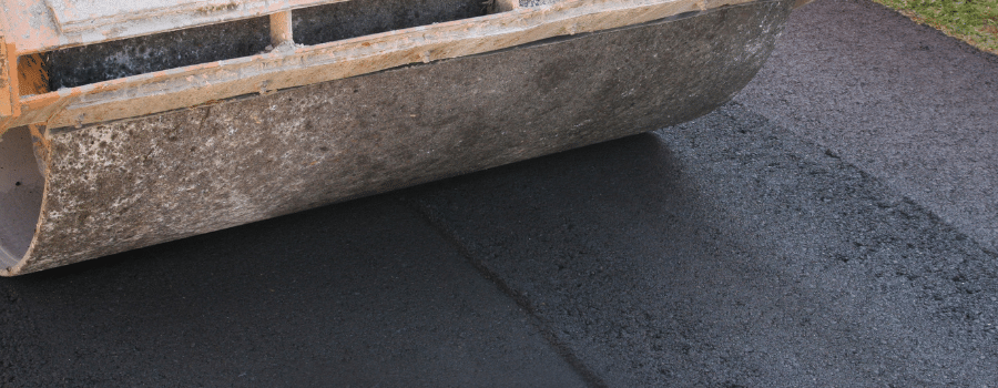 asphalt roller on new asphalt