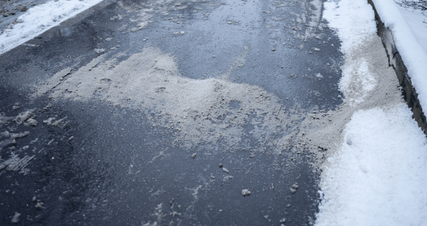 snow and slush on asphalt