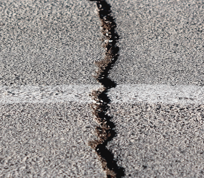 asphalt road with crack