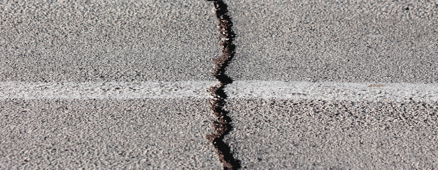 asphalt road with crack