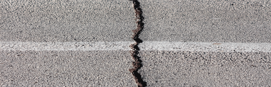 asphalt road with crack