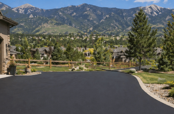 sealcoated driveway in residential home in Colorado Springs