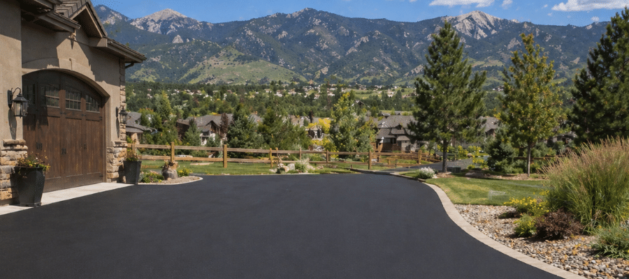 sealcoated driveway in residential home in Colorado Springs